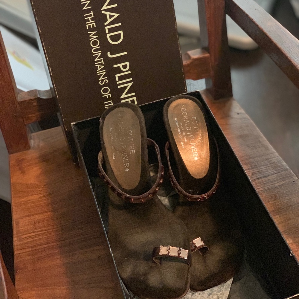 Brown suede high heeled sandals